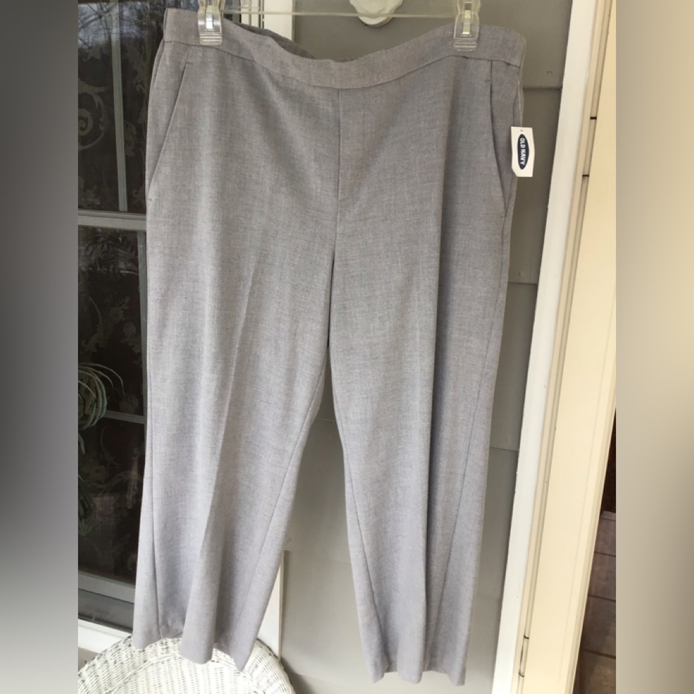 Old Navy Womens Stretch Waist Light Gray Front Zip Pants Slacks Size 16 New.